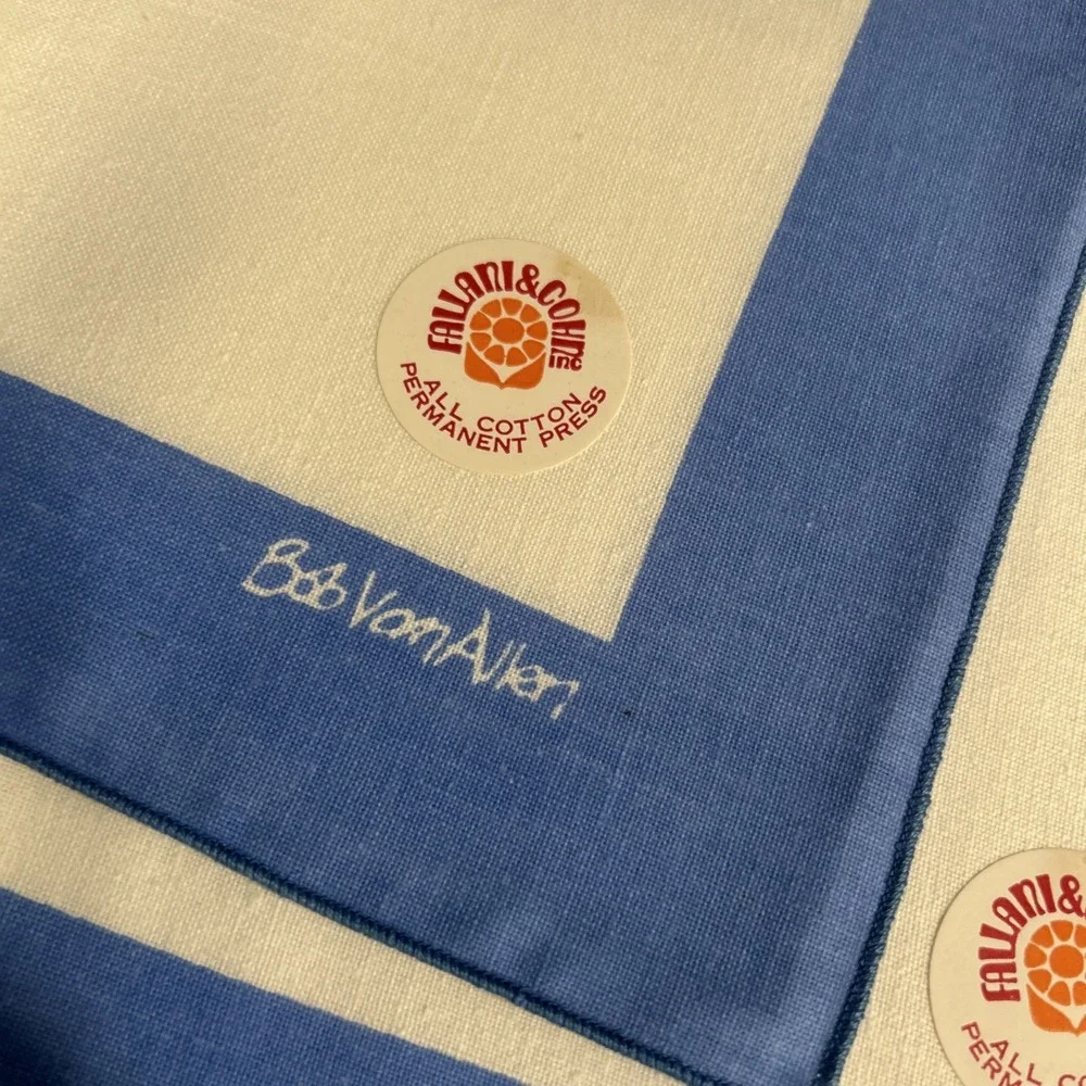 Vintage 8pc Bob Van Allen Fallani Cohn Napkins Blue Border MCM Cotton 2 NWT